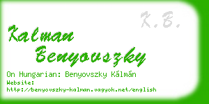 kalman benyovszky business card