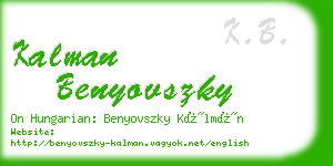 kalman benyovszky business card